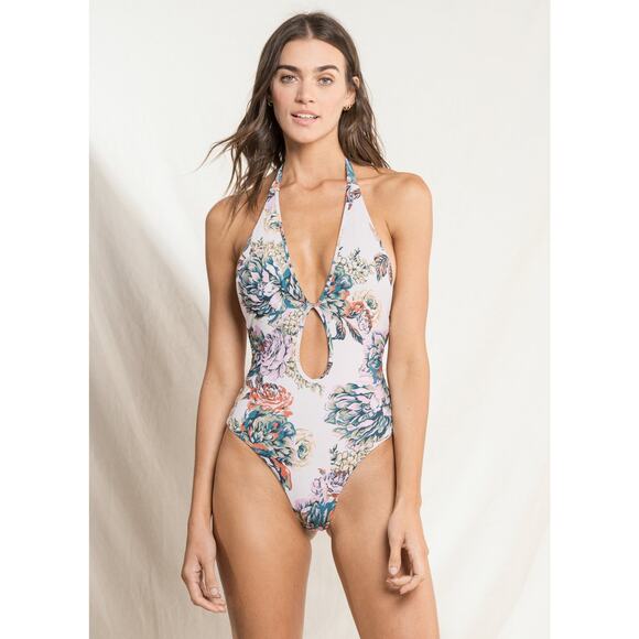 Maaji Jacobean Maia Plunge Floral Paisley Print Reversible One Piece Swimsuit M - Picture 1 of 13